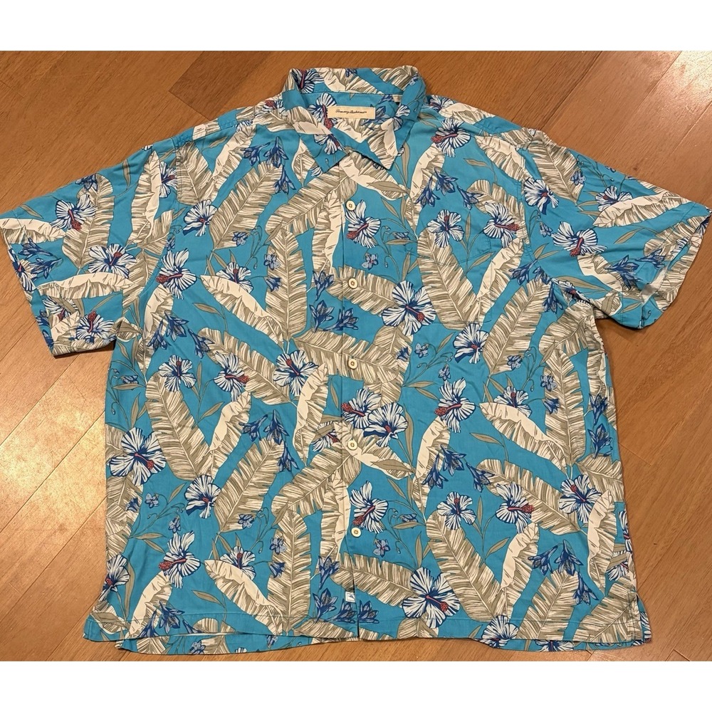 Tommy Bahama 100% Silk Hawaiian Shirt 3XL Tropical Floral Vacation Tiki Cruise